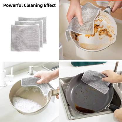 RadhaTex Pack of 10 Double-Sided Non-Scratch Dish Wash Mesh Wire Cloth for Kitchenx10.840 Dishwash Bar
