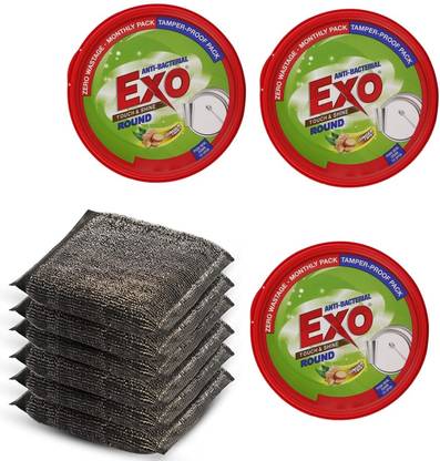 Exo Antibacterial Dishwashing Bar + 5 Steel Scrub Utensils Cleaning Dishwash Bar
