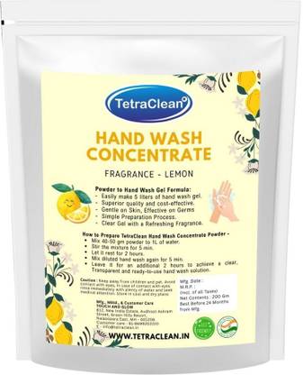 TetraClean Hand Wash I Make Hand Wash 5 Liters I Concentrate Handwash Powder I Lemon Hand Wash Pouch