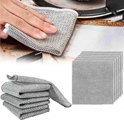 kroywen Double Layer Non-Scratch Wire Dishwashing Cloth Cleanin Kitchen Washer Steel Rag Dishwash Bar