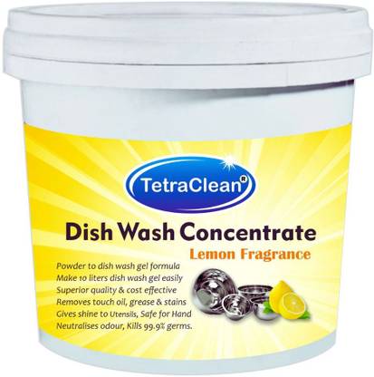 TetraClean Dish Wash Concentrate Pwd I Make 10 Liter Dish Liquid I Lemon Dish Cleaner Gel Dishwash Bar