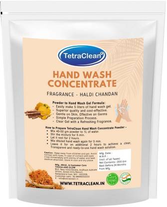 TetraClean Hand Wash I Make Hand Wash 5 Liter I Concentrate Handwash Powder I Haldi Chandan Hand Wash Pouch