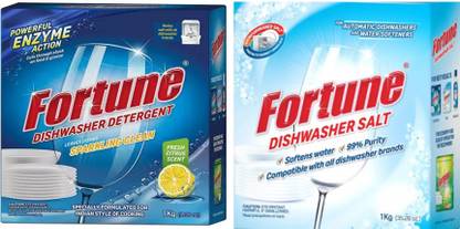 FORTUNE Dishwasher Detergent (1 Unit) + Salt (1 Unit) Dishwash Bar