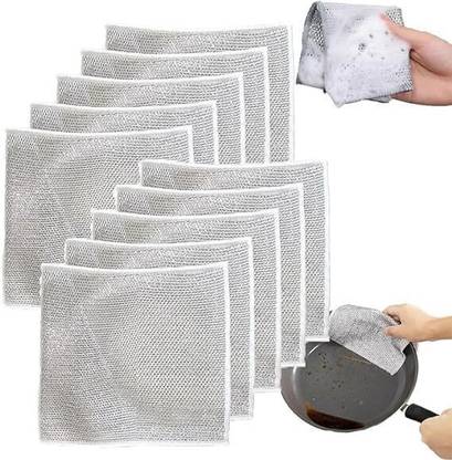 RadhaTex Pack of 10 Double-Sided Non-Scratch Dish Wash Mesh Wire Cloth for Kitchenx10.701 Dishwash Bar