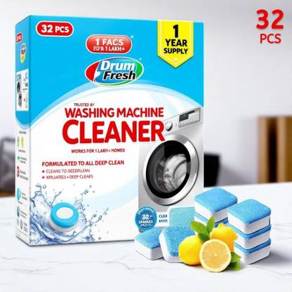 DrumFresh Anti Bacterial Washing Machine Tablets 32 Pcs Limescale Remover Dishwashing Detergent