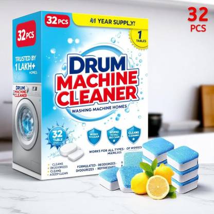 DrumFresh Washing Machine Cleaner 32 Pcs Tablets Drum Cleaner Front Load Safe No Residue Dishwashing Detergent
