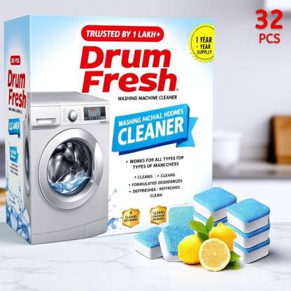 DrumFresh Washing Machine Cleaner Tabs 32 Pcs Deep Clean All Load Types Dishwashing Detergent