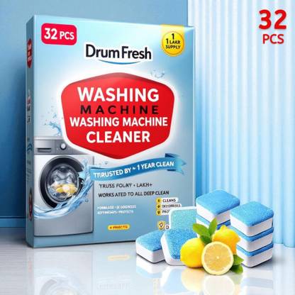 DrumFresh 32 Pcs Ultimate Washing Machine Cleaning Tablets | Stain Buster Dishwashing Detergent