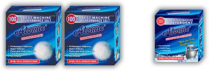 ATOMIC Salt for Dishwasher 1.8 Kg Combo Pack of 900gm x 2 & Dishwasher Detergent- 900gm Dishwashing Detergent