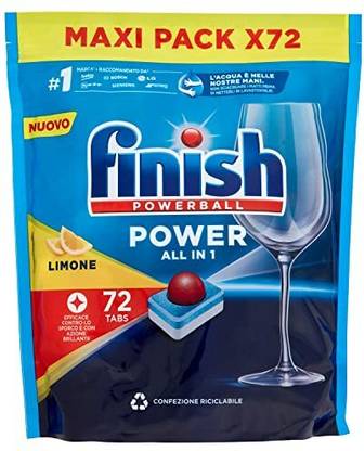 Finish All in One Powerbal Dishwasher Tablets 72s Lemon Dishwashing Detergent