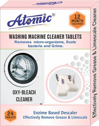 ATOMIC Washing Machine Cleaning Tablets (24 Pcs) to descale Tub/Drum of Top/Front Load Dishwashing Detergent