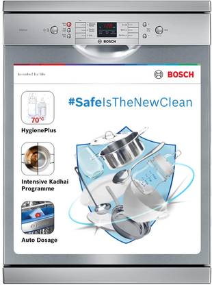 BOSCH SMS66GI01I Free Standing 13 Place Settings Intensive Kadhai Cleaning| No Pre-rinse Required Dishwasher
