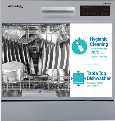 Voltas Beko 8 Place Settings Table Top Dishwasher with Inbuilt Heater