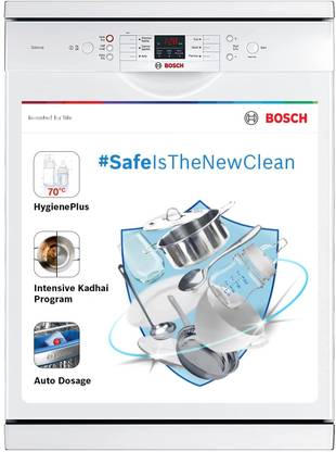 BOSCH SMS66GW01I Free Standing 13 Place Settings Intensive Kadhai Cleaning| No Pre-rinse Required Dishwasher