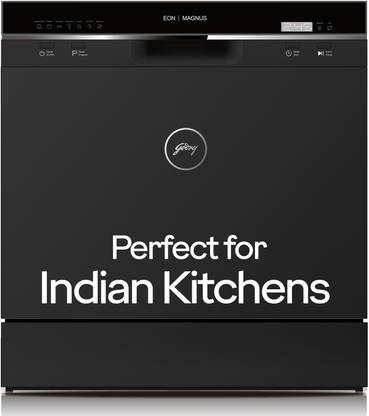 Godrej DWT EON MGNS 8C NF SKBK Free Standing 8 Place Settings Compact With Inbuilt Heater Dishwasher