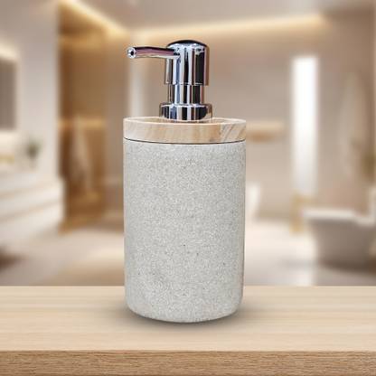 iBELL 400 ml Beige Polyresin Liquid Soap Dispenser For Bathroom | Handwash Dispenser Polyresin Bathroom Set