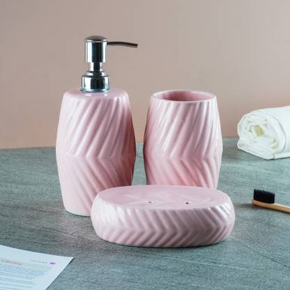 THE DECOR MART Blush Bath Accessory Ceramic Bathroom Set