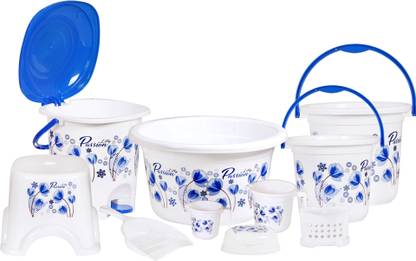 Novelty Store High Quality Unbreakable Flower Printed Plastic Bathroom Set