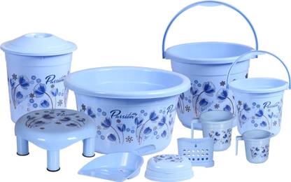 Novelty Store High Quality Unbreakable Lotus Flower Printed Plastic Bathroom Set