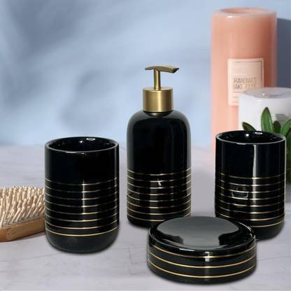 Anilea Liquid Soap Dispenser Soap Dish Toothbrush Holder and Tumbler Bathroom Accessory Ceramic Bathroom Set