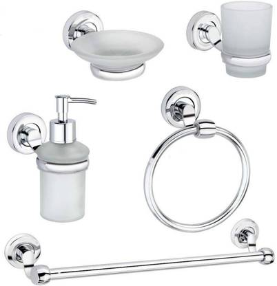 ANALEX Bath Set Pack of 5 Stainless Steel, Glass Bathroom Set Price in ...