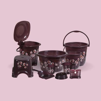 VeleSolv Durable Unbreakable Daily Use(King-Chocolate) Plastic Bathroom Set