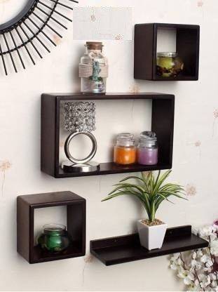 Wroughimpex MODERN LOOK WALL FLOATING Engineered Wood Display Unit