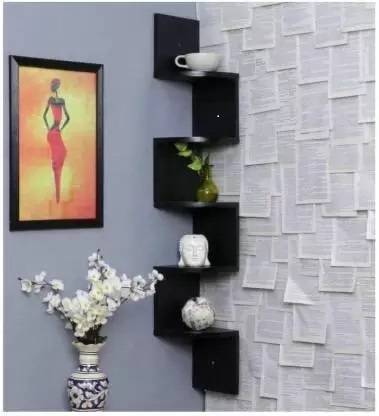 Shreeji CORNER WALL SHELVE Engineered Wood Display Unit