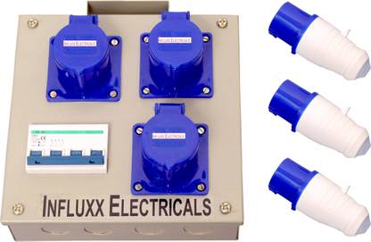 Influxx INFLX_116 ,3 Pin ,16 Amps Industrial Plug And Socket ,63 Amps TPN With Metal DB Distribution Board