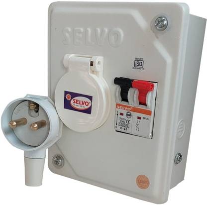 Selvo 20 Amps SPN with Two Pin Metal Clad Industrial Plug & Socket A.C. Distribution Board