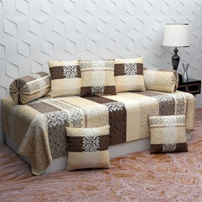BEVI Polycotton Geometric Diwan Set