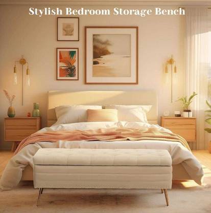 TFS Nail Rivet Bench/settee with Storage Box 3 seatter For Bedroom/Livingroom/office Solid Wood Settee