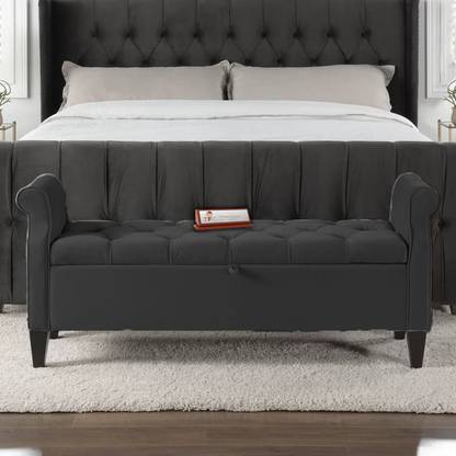TFS Luxury Roll-arm 2 Setter Sofa/Bench/Settee with Storage Box For Bedroom/Living Solid Wood Settee