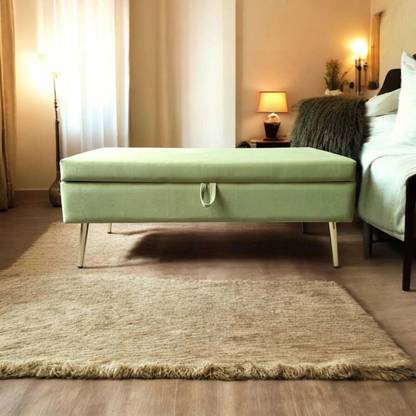 CozyLiving Luxury Velvet Fabric Settee/Sofa with Storage Box For Bedroom, Living room Solid Wood Settee