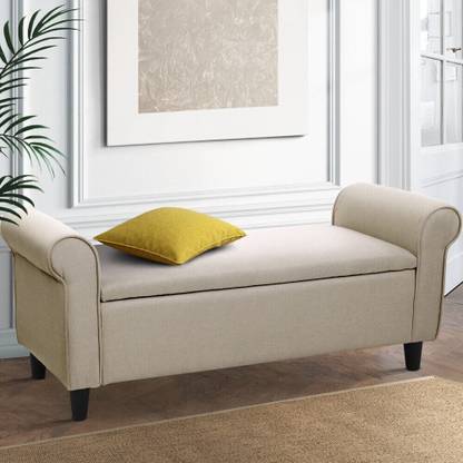 MAJESTIC MART Luxury Plain Storage Armrest Bench 2 Seater Sofa For Livingroom, Bedroom, Office Solid Wood Settee