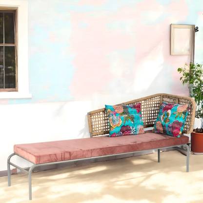 Flipkart Perfect Homes Almora Metal Country Side Couch/ Diwan with 2 Printed Cushions Metal Diwan