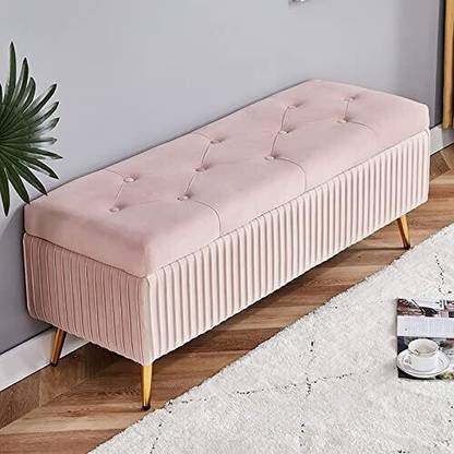 MAJESTIC MART Modern Velvet Storage Bench 2 Seater Sofa Settee For Living Room/Bedroom/Office Solid Wood Settee