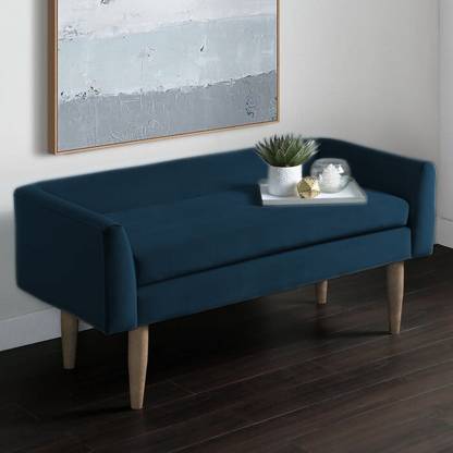 TFS Luxurious Velvet Bench With Back and Armrest for Bedroom/Living room 2 seater Solid Wood Settee