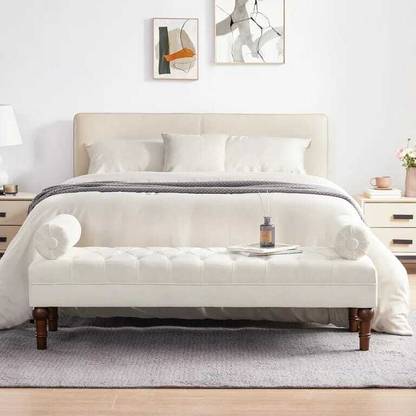 India wood mart Ottoman Bench with Arms, 60.2" Velvet End of Bed Bench for Bedroom Fabric Settee