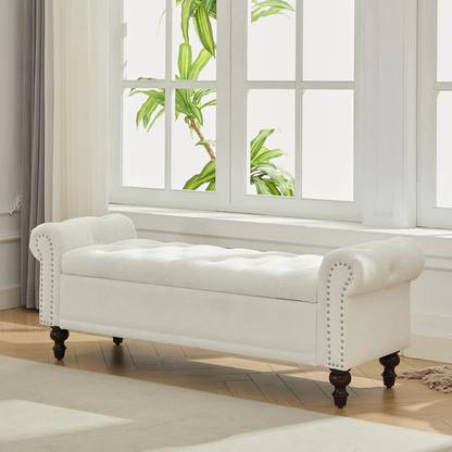 FRIENDS LIFE Segmented Storage Compartments Bedroom Bench Solid Wood Settee