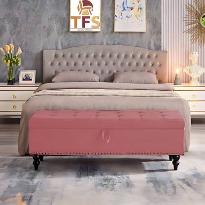 TFS Luxury Velvet Tufted Settee/Sofa 2 Seater with Storage Box For Bedroom/Living Solid Wood Settee