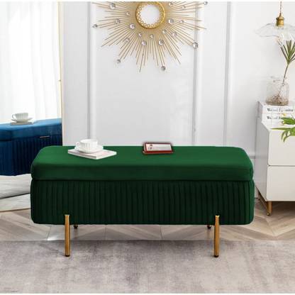 TFSMart Classic Lining Tufted Cushion Design 3 Seater Bench/Ottoman /Sofa For Home Solid Wood Settee