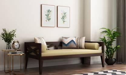 UK FURNITURE Sheesham Wood 3 Seater Sofa Bench for Living Room | Wooden Bench with Cushion Solid Wood Diwan