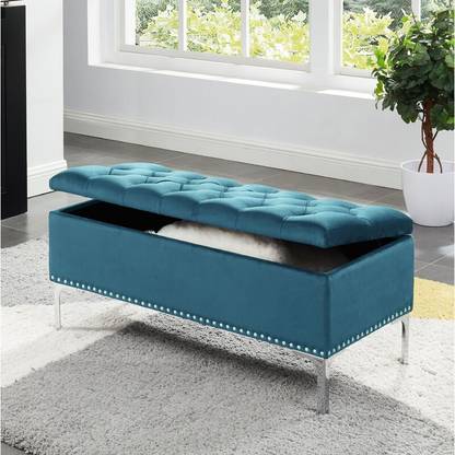 TFS Luxury Chesterfield Designer Bench Settee with Storage Box Solid Wood Settee