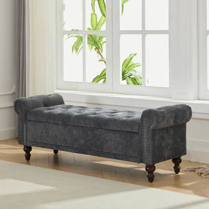 FRIENDS LIFE Segmented Storage Compartments Bedroom Bench Solid Wood Settee