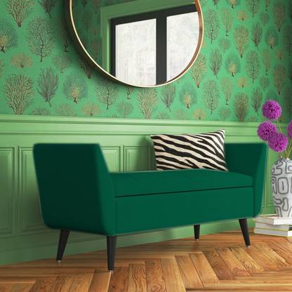 TFS Leon Velvet Fully upholstered Bench with Storage Box For Bedroom/Livingroom Solid Wood Settee