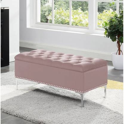 TFS Modern Chesterfield Designer Bench Settee with Storage Box Solid Wood Settee