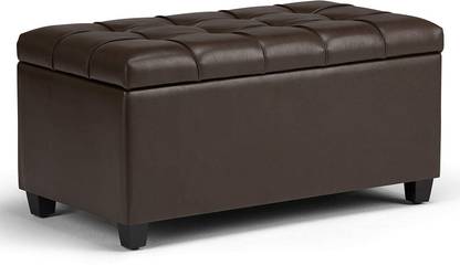SHREE KHETARPAL 1 Seater Luper Tufted Storage Ottoman Pouffes with Storage Solid Wood Settee