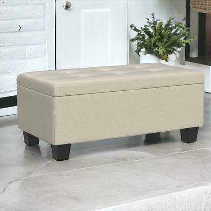 CRUZ INTERNATIONAL Velvet Fabric Ottoman Bench Couch with storage for Room & Office Solid Wood Settee