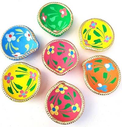 Newai clay diya Earthenware (Pack of 7) Table Diya